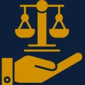 Legal balance symbol on hand